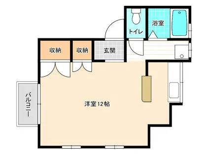 ハッピーハイツ(ワンルーム/2階)の間取り写真