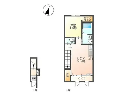 FARBE(1LDK/2階)の間取り写真