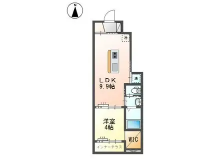 カルテット元今泉II(1LDK/1階)の間取り写真