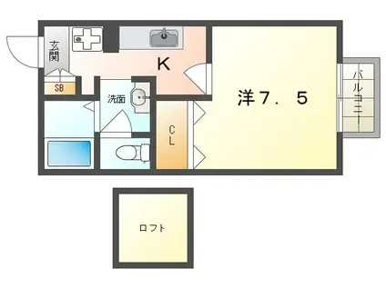 グランシャリオ(1K/2階)の間取り写真