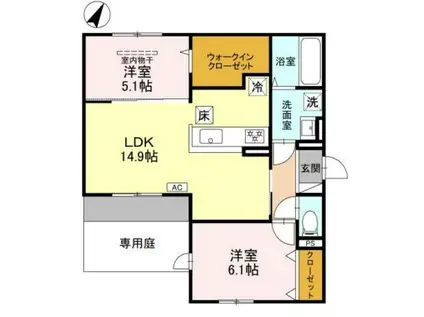 D-ROOM沢野南(2LDK/1階)の間取り写真