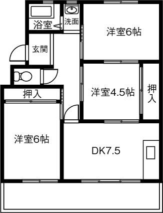 メイホーハイツ(3DK/1階)の間取り写真