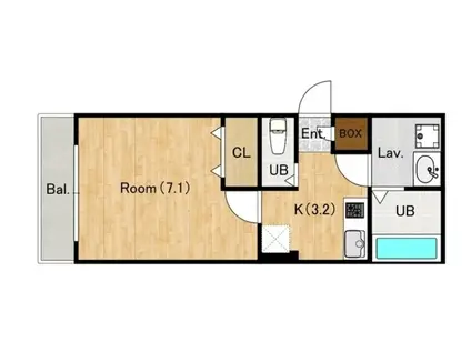 ジーメゾン所沢下安松アリア(1K/1階)の間取り写真