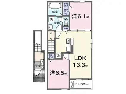 ラウンドストーンT(2LDK/2階)の間取り写真