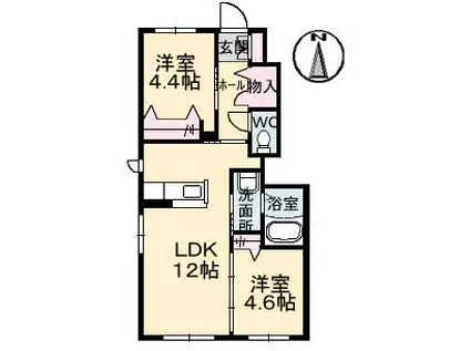 シャーメゾン上林B(2LDK/1階)の間取り写真