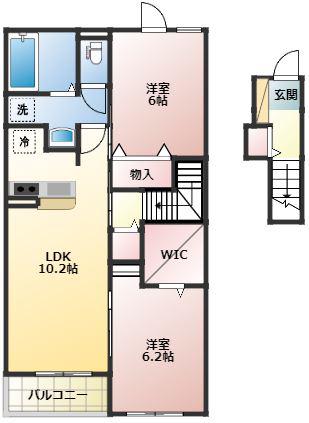 セレッソVI(2LDK/2階)の間取り写真