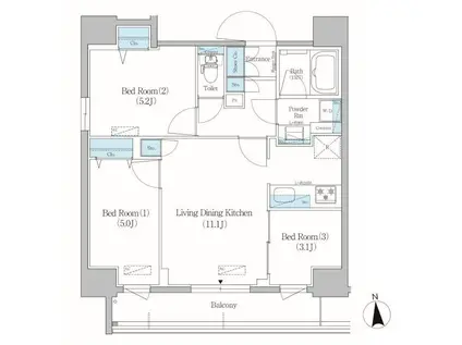 アーバネックス上野元浅草(3LDK/13階)の間取り写真