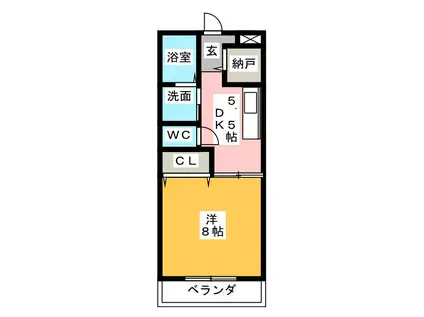 サンシャイン ベル2(1DK/2階)の間取り写真