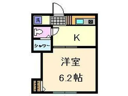 魚地マンション(1K/3階)の間取り写真