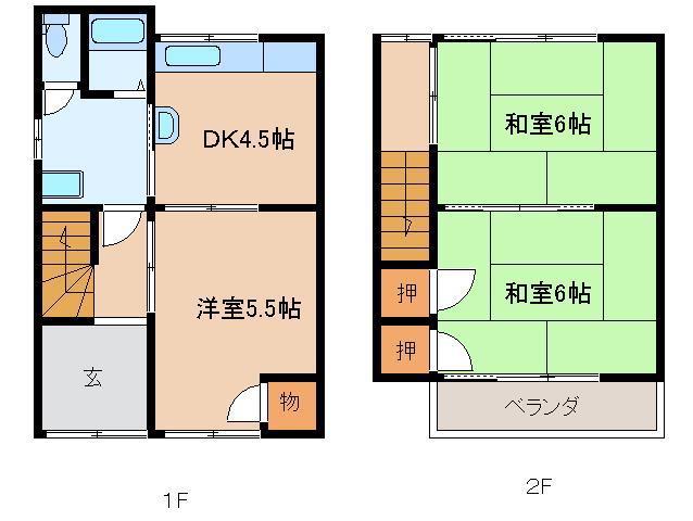 JR高山本線 高山駅 徒歩23分 2階建 築33年(3DK/1階)の間取り写真