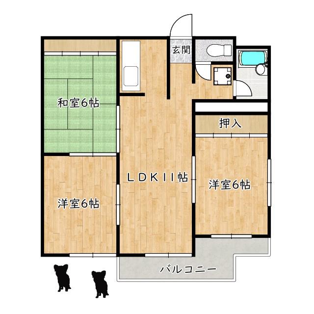 コーポ千萩(3LDK/3階)の間取り写真