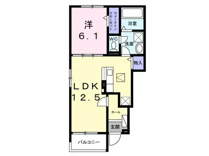 ガーデンコート(1LDK/1階)の間取り写真