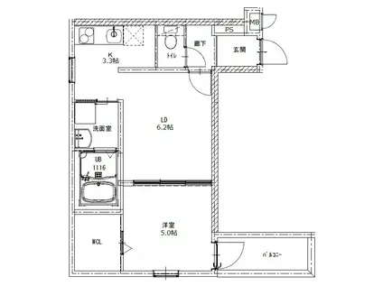 フジパレス シエスタ(1LDK/1階)の間取り写真
