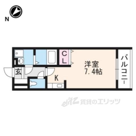 エクセル田中 E(ワンルーム/1階)の間取り写真