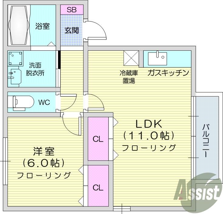 ロイヤルビレッジYS Ⅵ(1LDK/1階)の間取り写真