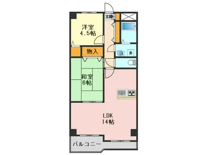 プワソンルージュ(2LDK/3階)の間取り写真