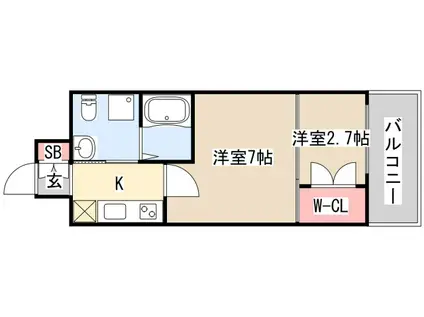 アドバンス三宮ラシュレ(2K/7階)の間取り写真