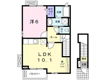 ソレイユ・ヴィラ(1LDK/2階)の間取り写真