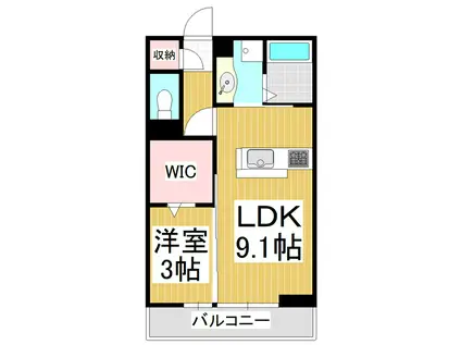 クレール渚 S(1LDK/3階)の間取り写真
