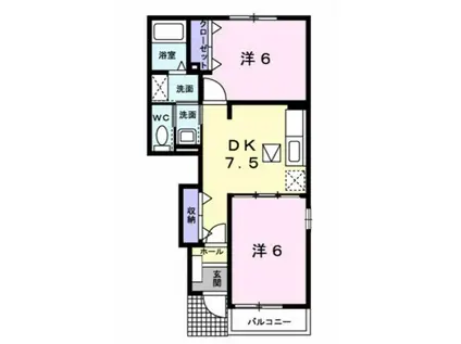 アンジュメゾン I(2DK/1階)の間取り写真