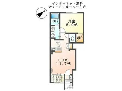 山陽電鉄本線 白浜の宮駅 徒歩28分 2階建 築3年(1LDK/1階)の間取り写真