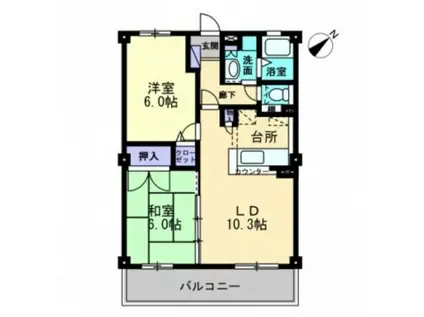 フォブール川内(2LDK/1階)の間取り写真