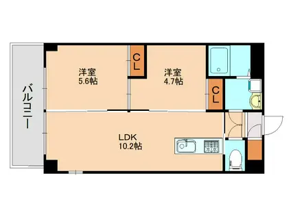 庭園レジデンス西館(2LDK/4階)の間取り写真