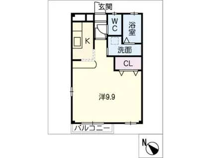 メゾン・マジョラム B(1K/1階)の間取り写真