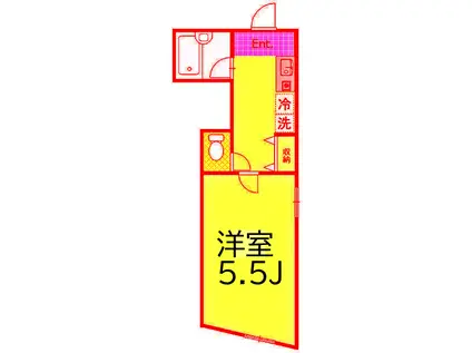 ユーハコート白楽(1K/1階)の間取り写真