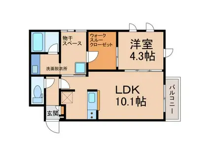 FERIO笠之原(1LDK/3階)の間取り写真