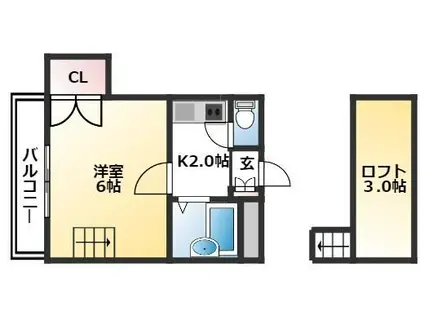 STハウス II(1K/2階)の間取り写真