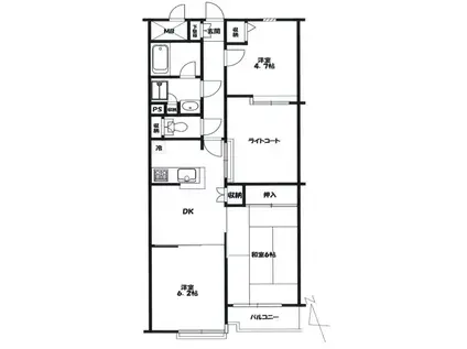 ワコーレ町屋(3DK/3階)の間取り写真