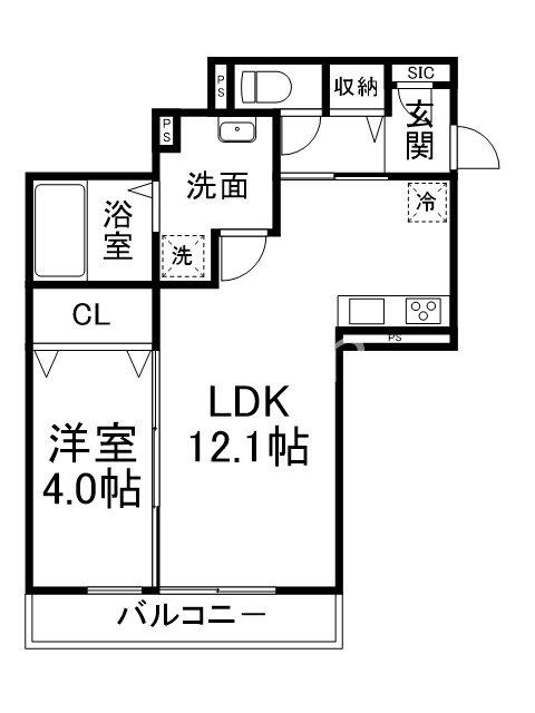 リンクレール宮の森(1LDK/2階)の間取り写真