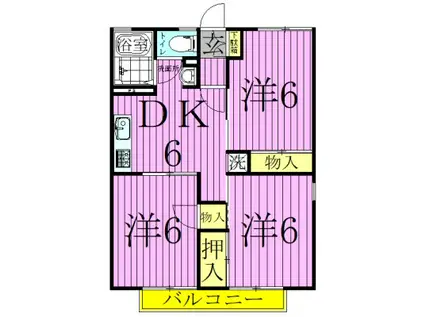 セジュール華仙(3DK/2階)の間取り写真