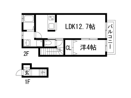 コーポ・マーバラス(1LDK/2階)の間取り写真