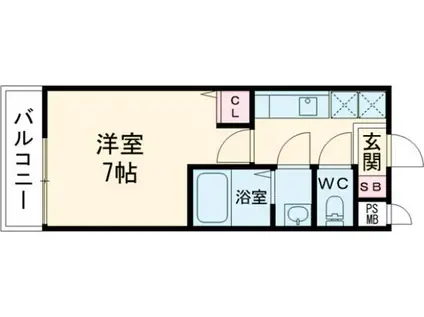AILE岡場III(1K/2階)の間取り写真