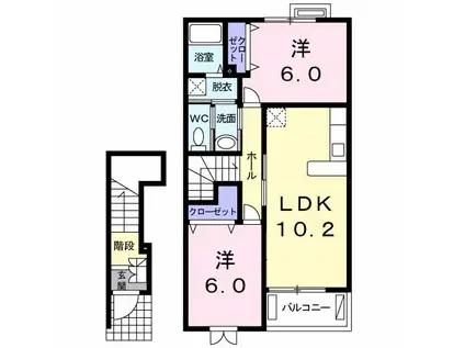 オレンジフラットIII(2LDK/2階)の間取り写真