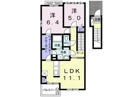MAISON DYLUS I(2LDK/2階)の間取り写真
