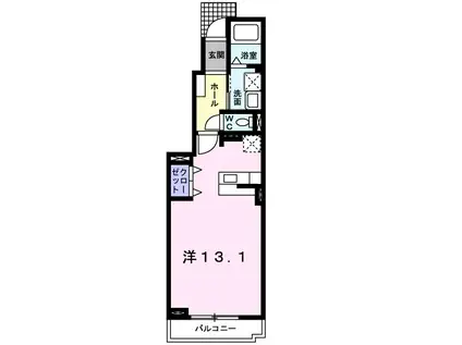 ハーヴェストII(ワンルーム/1階)の間取り写真