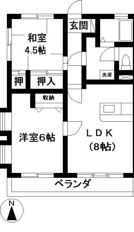 ジュネシオン小出(2LDK/3階)の間取り写真