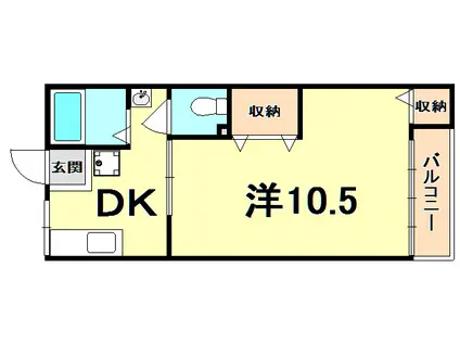 五月ヶ丘グリーンヴィラ(1DK/2階)の間取り写真