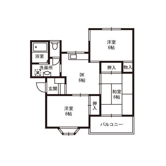 幸和パークハイツ(3DK/3階)の間取り写真