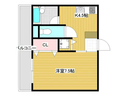 メゾンドゥプリムール(1K/1階)の間取り写真