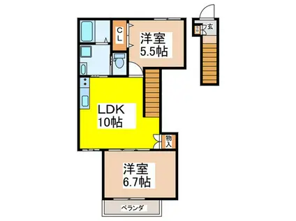 フォレスタ イルミチェッタ(2LDK/2階)の間取り写真
