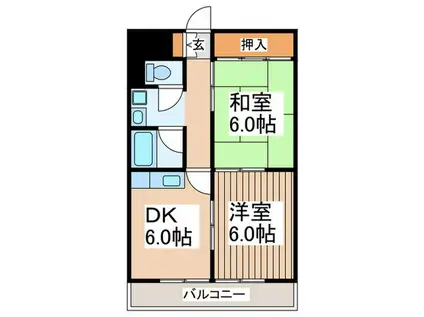 グリーンハイム(2DK/2階)の間取り写真