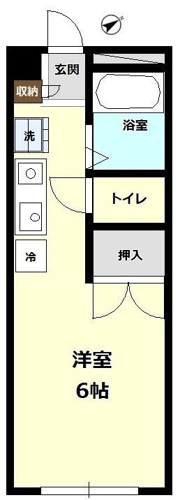 エステートピアナナムラ(ワンルーム/2階)の間取り写真