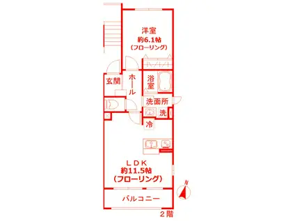 鎌倉 S HAUS(1LDK/3階)の間取り写真