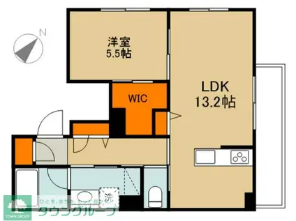 リノグレイス(1LDK/2階)の間取り写真