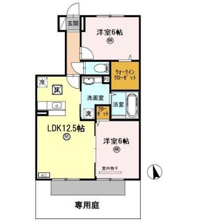 ウィット塩屋(2LDK/1階)の間取り写真