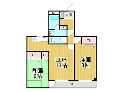 フレア武庫之荘(2LDK/4階)の間取り写真